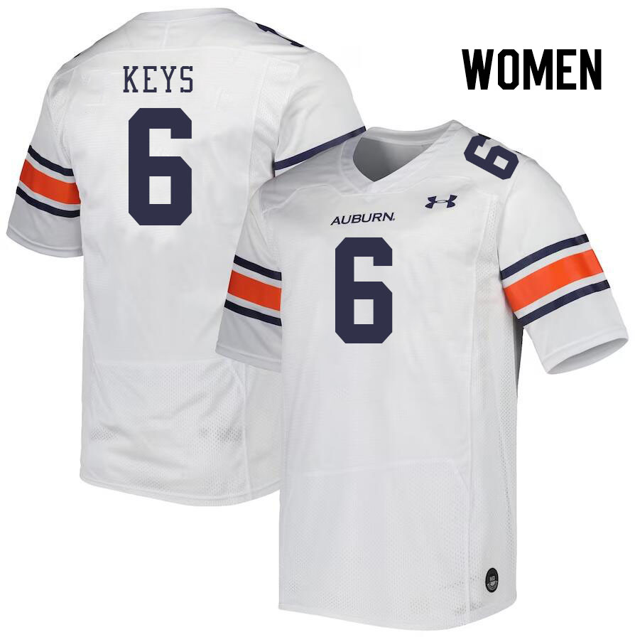 Women #6 Austin Keys Auburn Tigers College Football Jerseys Stitched Sale-White